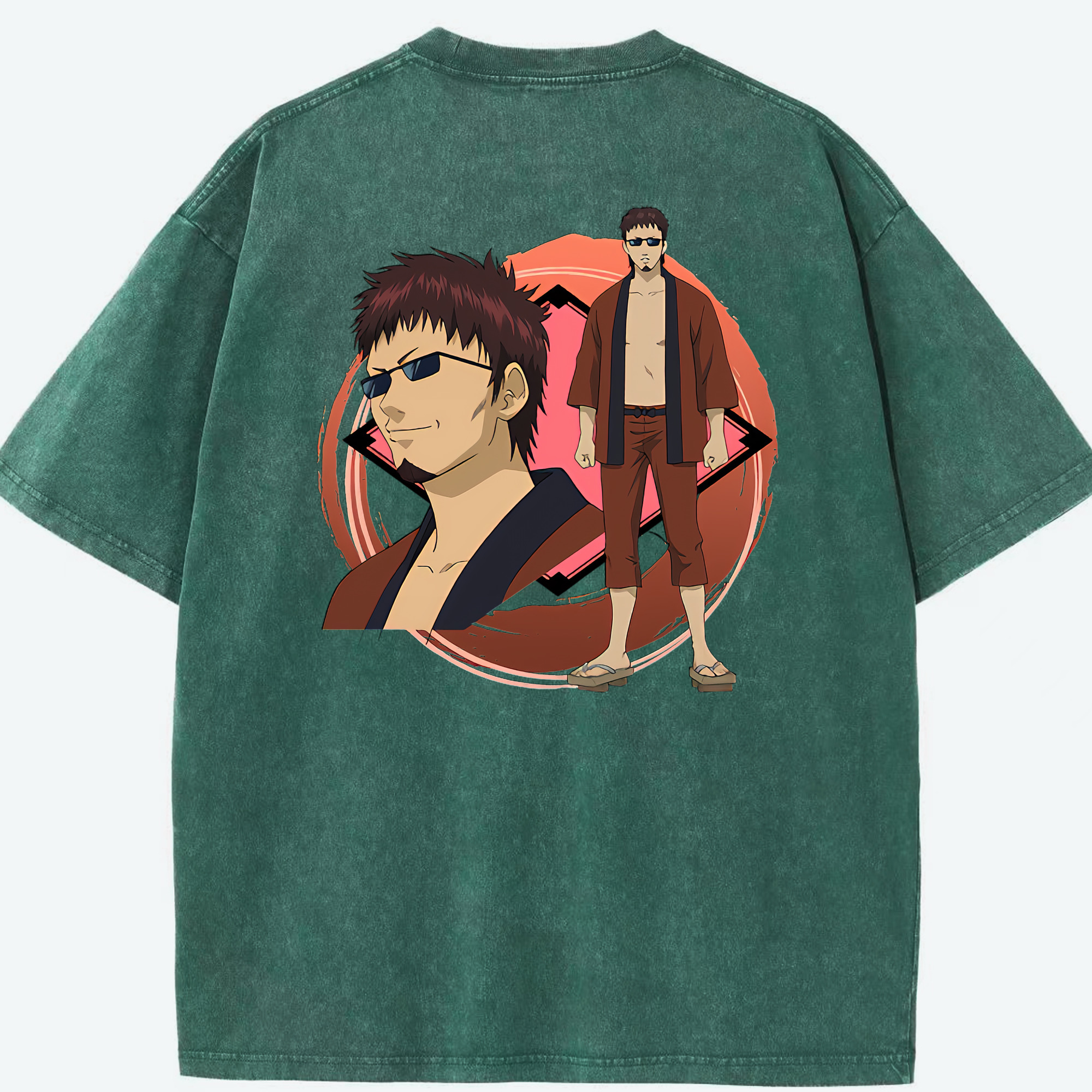 （画像用） ぎんたま 坂田銀時（さかたぎんとき） 神楽 志村新八（しむら しんぱち） GINTAMA Sakata Gintoki Kagura Shimura Shinpachi 綿100% ヴィンテージ風 半袖Tシャツ（背面プリント）